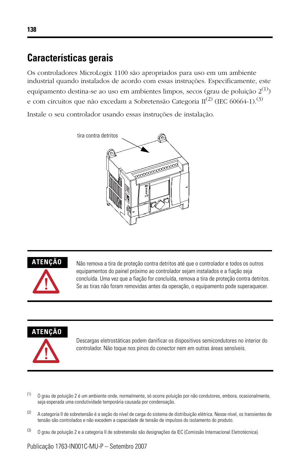 Características gerais | Rockwell Automation 1763-L16xxx MicroLogix 1100 Programmable Controllers Installation Instructions User Manual | Page 138 / 168