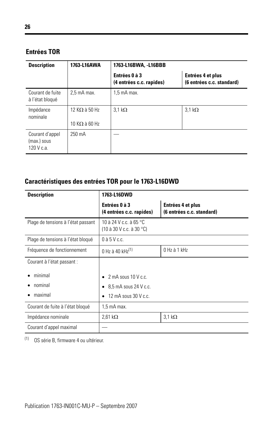 Entrées tor | Rockwell Automation 1763-L16xxx MicroLogix 1100 Programmable Controllers Installation Instructions User Manual | Page 26 / 168