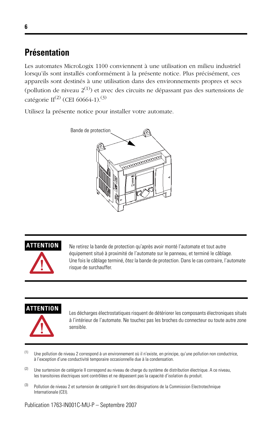 Présentation | Rockwell Automation 1763-L16xxx MicroLogix 1100 Programmable Controllers Installation Instructions User Manual | Page 6 / 168