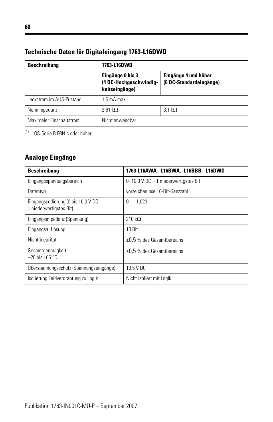 Analoge eingänge | Rockwell Automation 1763-L16xxx MicroLogix 1100 Programmable Controllers Installation Instructions User Manual | Page 60 / 168