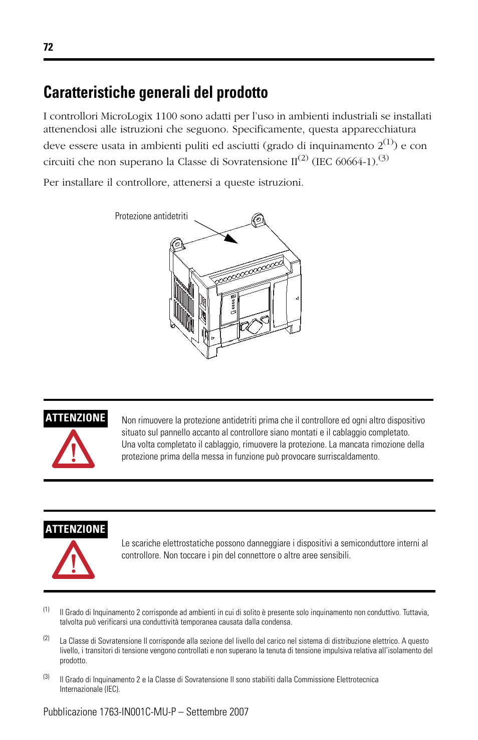 Caratteristiche generali del prodotto | Rockwell Automation 1763-L16xxx MicroLogix 1100 Programmable Controllers Installation Instructions User Manual | Page 72 / 168