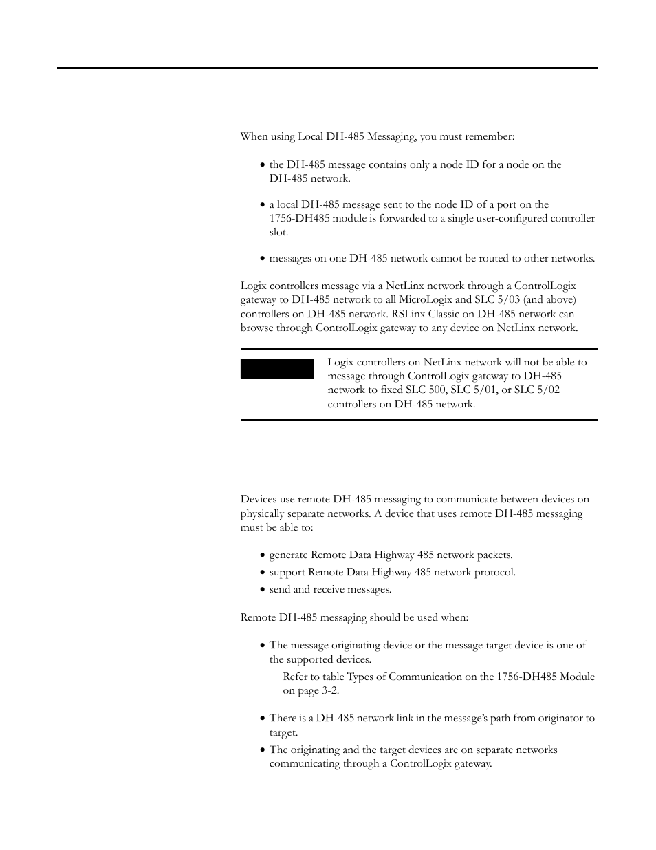 Limitations of local dh-485 messaging, Remote dh-485 messaging | Rockwell Automation 1756-DH485 ControlLogix DH-485 Communication Module User Manual User Manual | Page 37 / 110