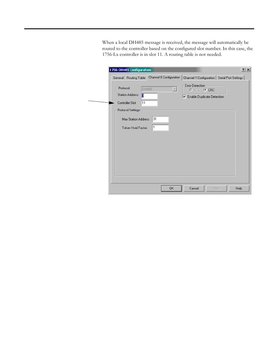 Use the controller slot to route the local message | Rockwell Automation 1756-DH485 ControlLogix DH-485 Communication Module User Manual User Manual | Page 57 / 110