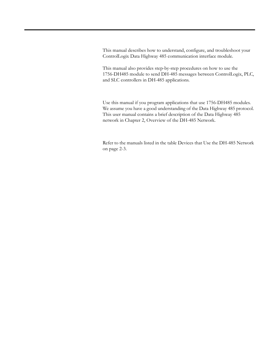 Purpose of this manual, Preface, Who should use this manual | Other resources, Preface purpose of this manual | Rockwell Automation 1756-DH485 ControlLogix DH-485 Communication Module User Manual User Manual | Page 7 / 110