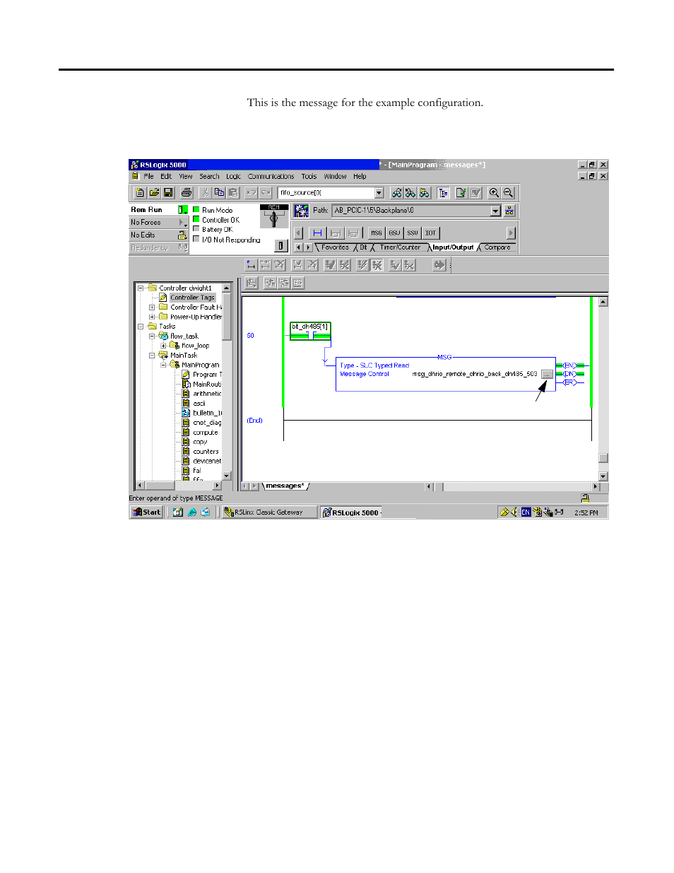 Create a message in rslogix 5000, Create a message in rslogix 5000 -3 | Rockwell Automation 1756-DH485 ControlLogix DH-485 Communication Module User Manual User Manual | Page 87 / 110