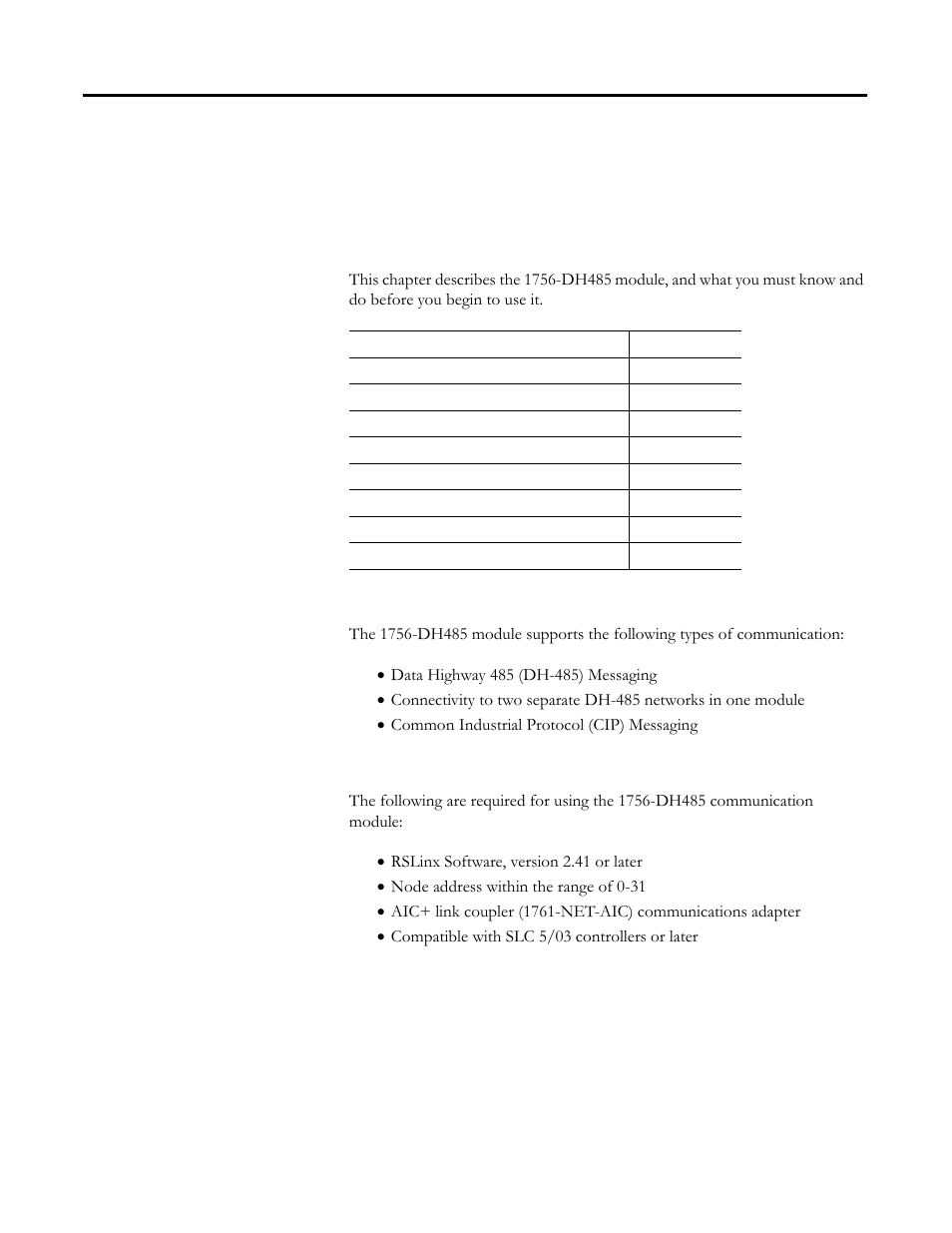 1756-dh485 module overview, Introduction, What the module does | Module requirements, Chapter 1, Chapter | Rockwell Automation 1756-DH485 ControlLogix DH-485 Communication Module User Manual User Manual | Page 9 / 110