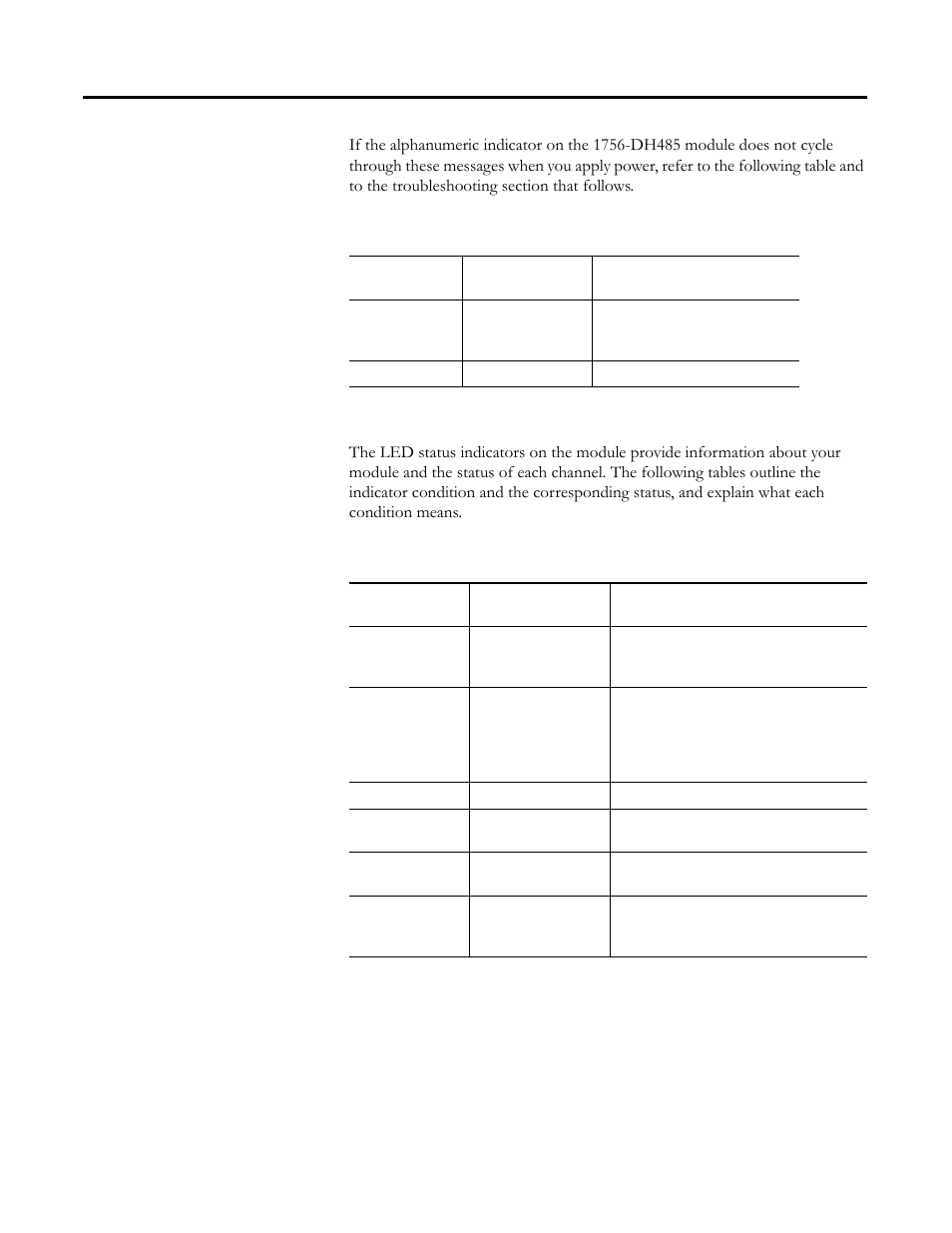 Interpret the led status indicators | Rockwell Automation 1756-DH485 ControlLogix DH-485 Communication Module User Manual User Manual | Page 98 / 110