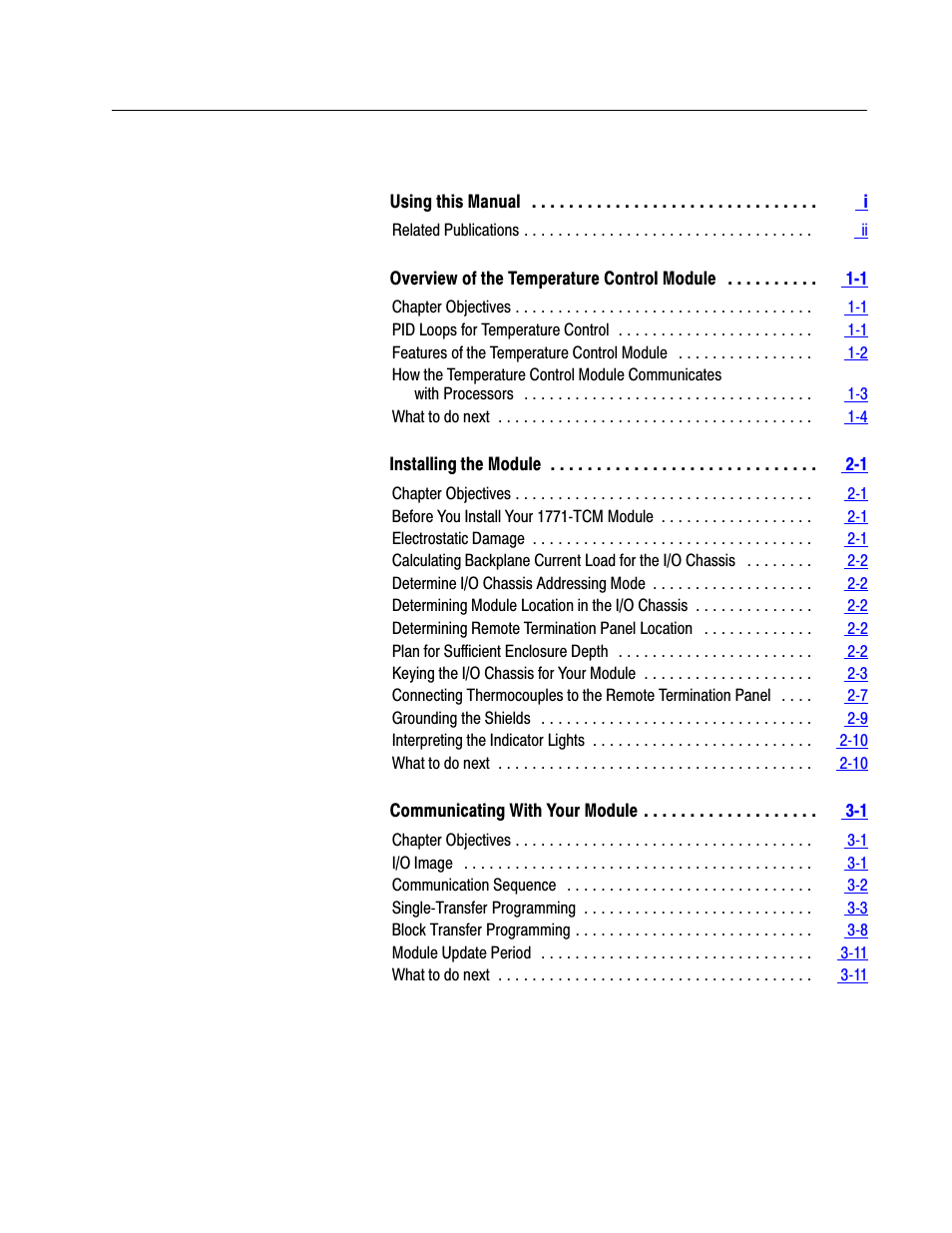 Rockwell Automation 1771-TCM,D17716.5.108 TEMPERATURE CONTROL MOD User Manual | Page 3 / 137