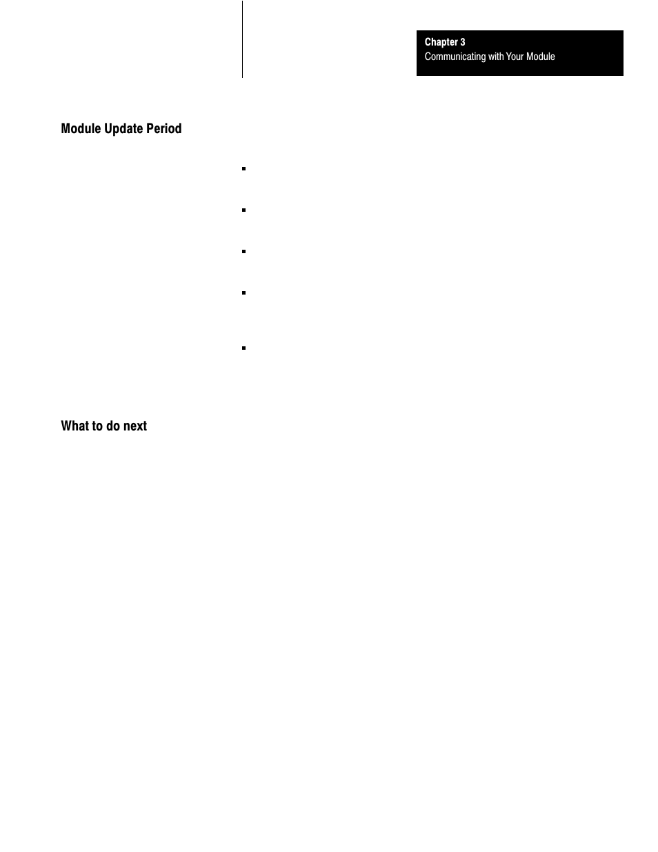 Module update period, What to do next, 3ć11 | Rockwell Automation 1771-TCM,D17716.5.108 TEMPERATURE CONTROL MOD User Manual | Page 33 / 137