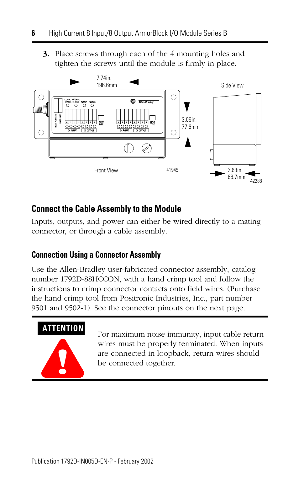 Rockwell Automation 1792D-88HC High Current 8 Input/8 Output ArmorBlock I/O Module Series B User Manual | Page 6 / 16