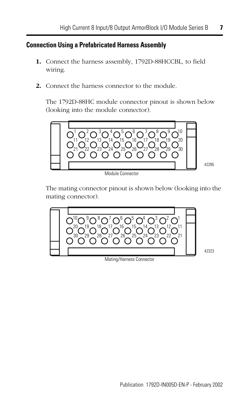 Connection using a prefabricated harness assembly | Rockwell Automation 1792D-88HC High Current 8 Input/8 Output ArmorBlock I/O Module Series B User Manual | Page 7 / 16