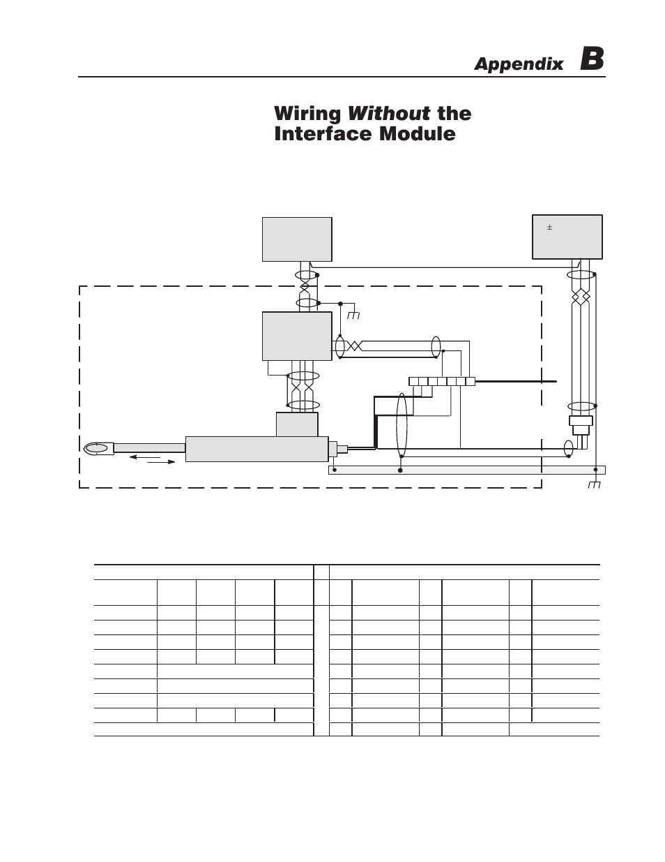B - wiring without the interface module, Wiring example, Wiring without the interface module | Appendix | Rockwell Automation 1746-QS,D17466.19 SYNCHRONIZED AXES MODULE User Manual | Page 41 / 51