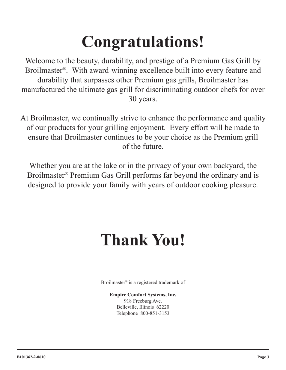 Broilmaster P3FBLW-2 User Manual | Page 3 / 24