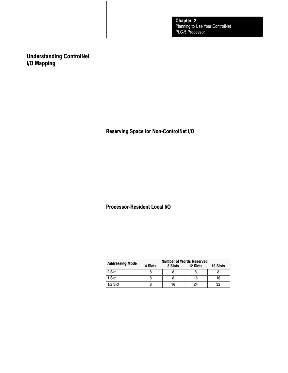 Understanding controlnet i/o mapping | Rockwell Automation 1785-L20C_L40C, D17856.5.14 ControlNet PLC-5 Programmable Controllers User Manual User Manual | Page 35 / 107