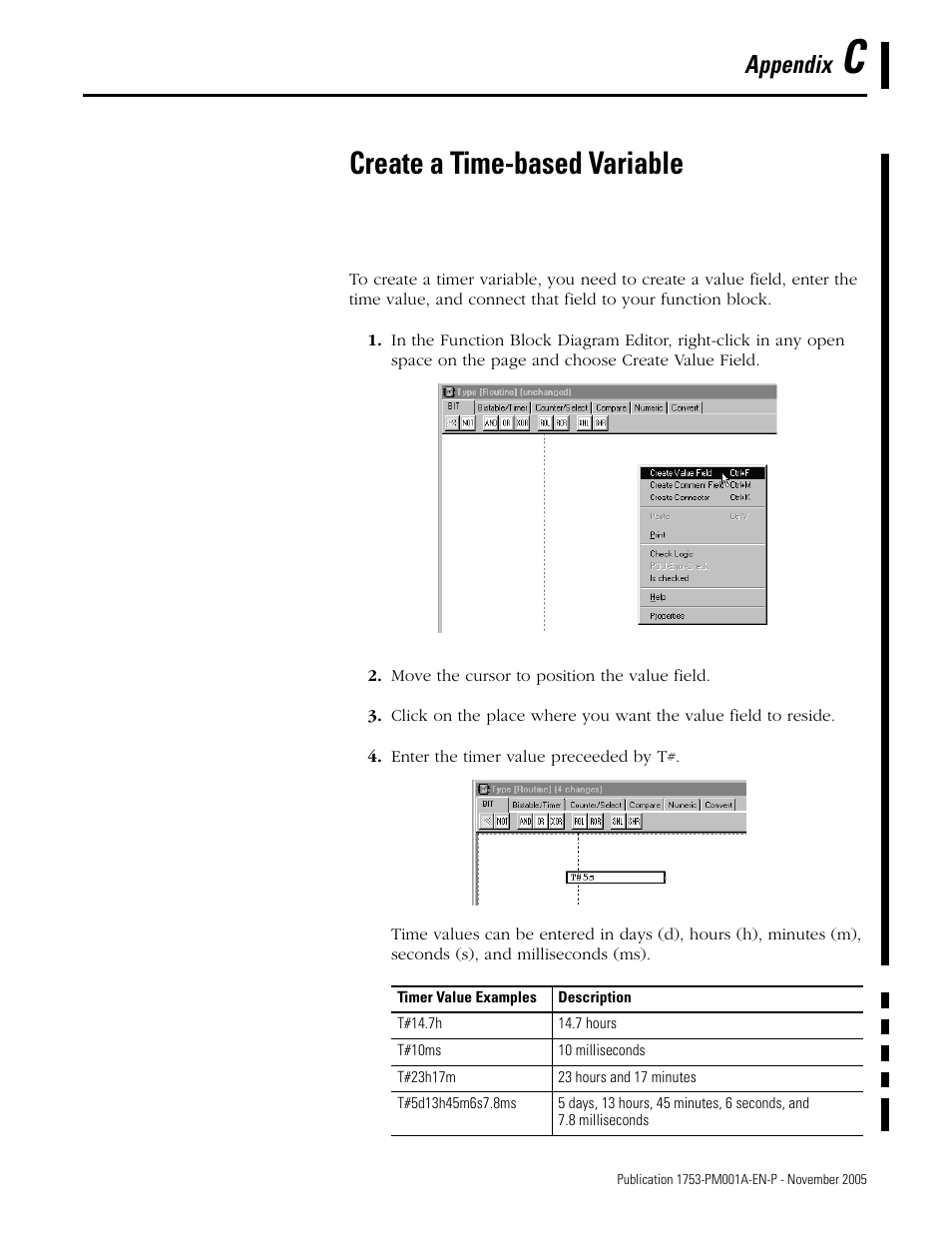 C - create a time-based variable, Appendix c, Create a time-based variable | Appendix | Rockwell Automation 1753-PCS-PAR Using RSLogix Guard PLUS! with GuardPLC Controllers User Manual | Page 117 / 122