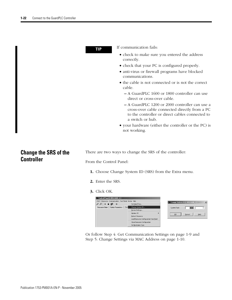 Change the srs of the controller, Change the srs of the controller -22 | Rockwell Automation 1753-PCS-PAR Using RSLogix Guard PLUS! with GuardPLC Controllers User Manual | Page 32 / 122