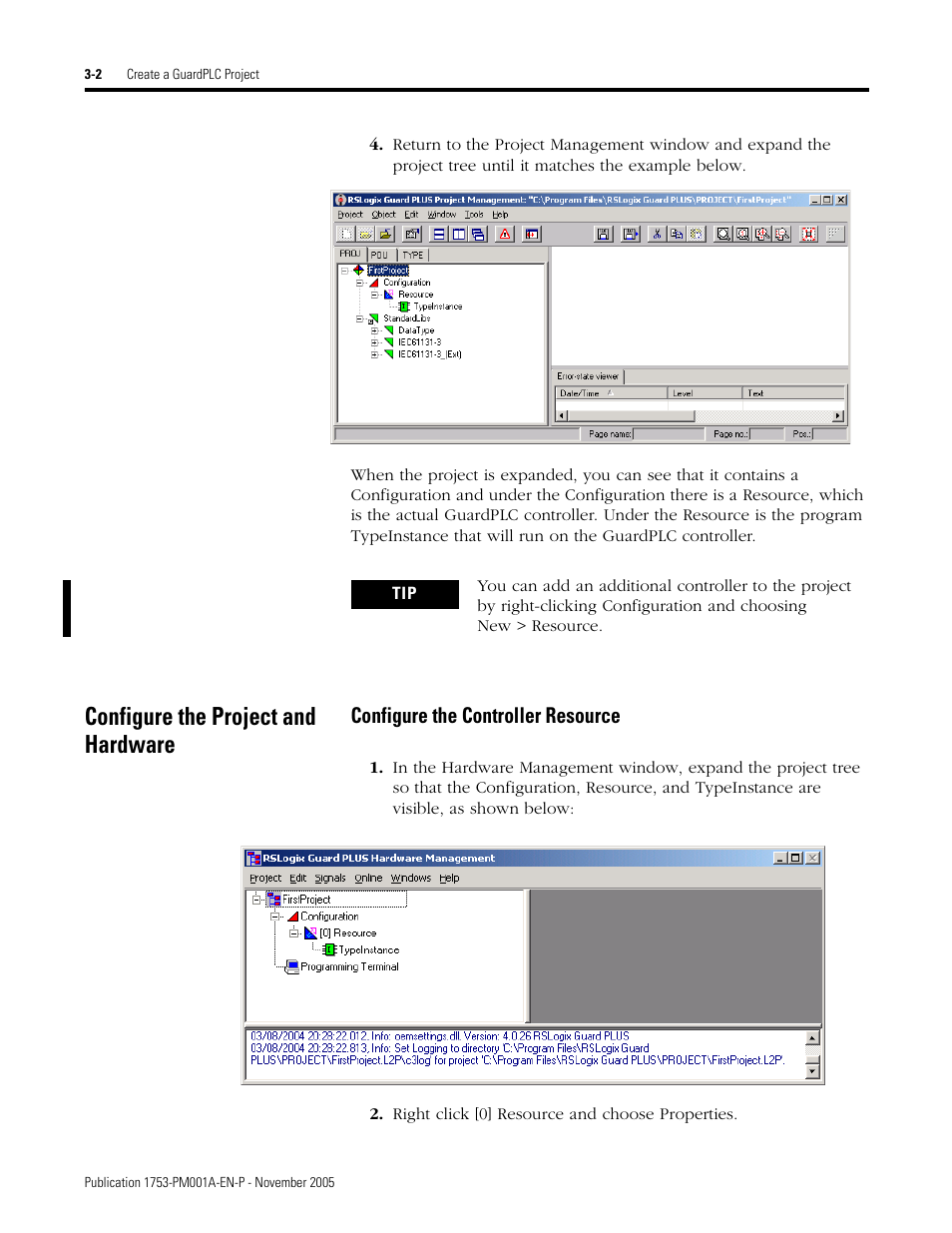 Configure the project and hardware, Configure the project and hardware -2, Configure the controller resource -2 | Configure the controller resource | Rockwell Automation 1753-PCS-PAR Using RSLogix Guard PLUS! with GuardPLC Controllers User Manual | Page 42 / 122