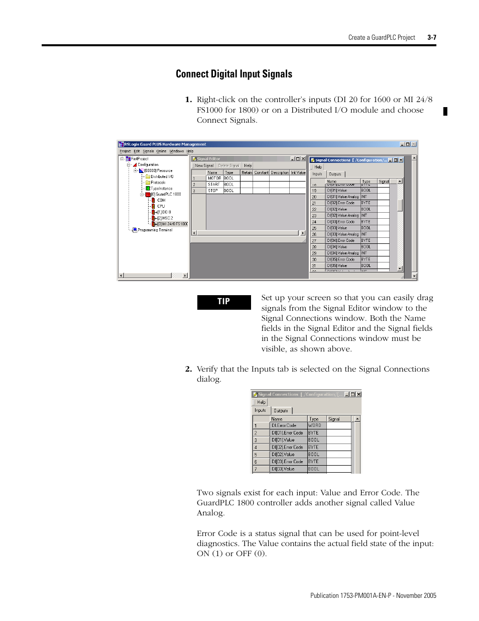 Connect digital input signals -7, Connect digital input signals | Rockwell Automation 1753-PCS-PAR Using RSLogix Guard PLUS! with GuardPLC Controllers User Manual | Page 47 / 122