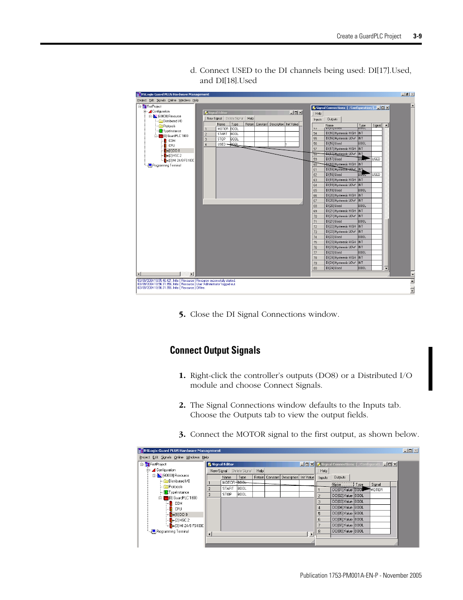 Connect output signals -9, Connect output signals | Rockwell Automation 1753-PCS-PAR Using RSLogix Guard PLUS! with GuardPLC Controllers User Manual | Page 49 / 122