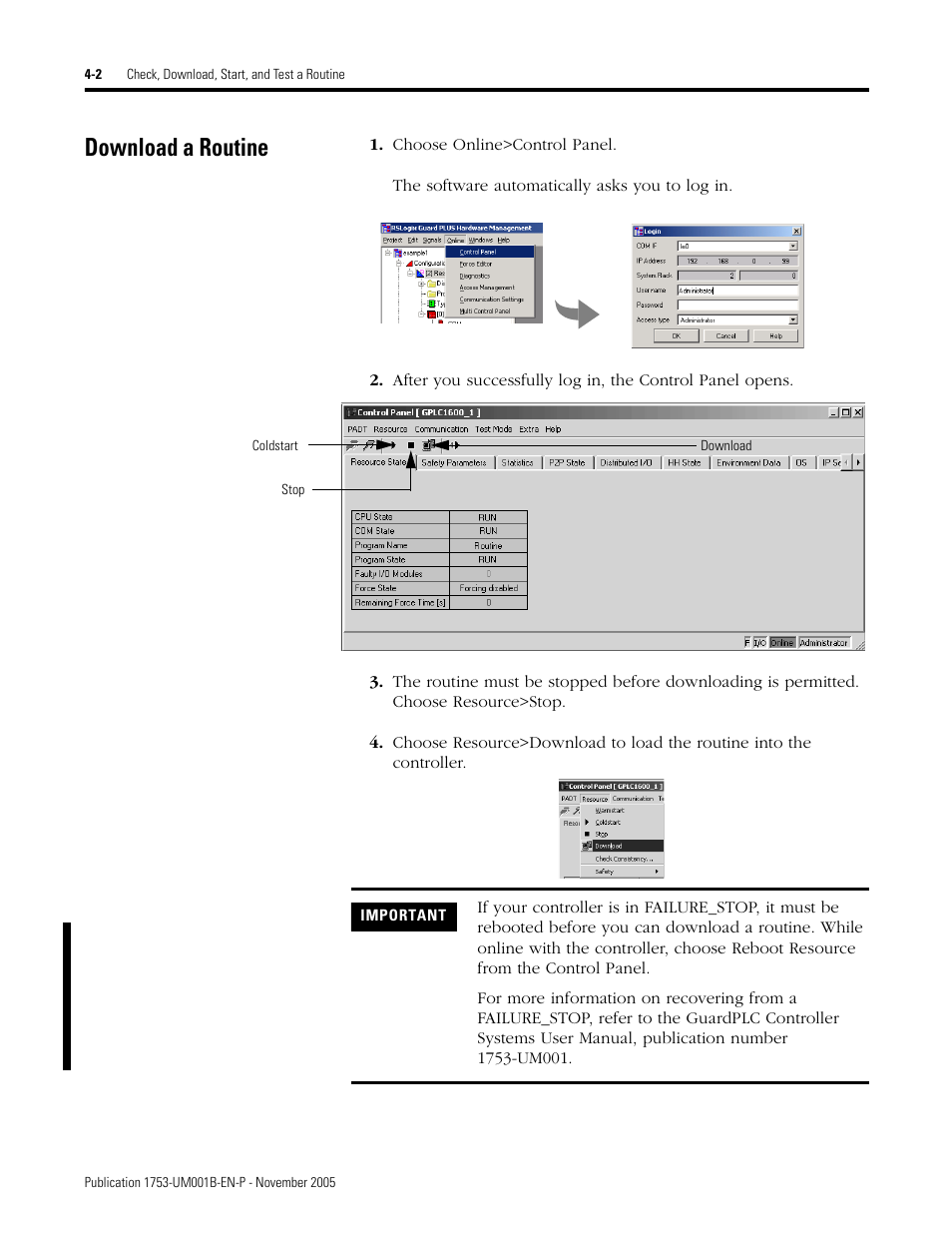 Download a routine, Download a routine -2 | Rockwell Automation 1753-PCS-PAR Using RSLogix Guard PLUS! with GuardPLC Controllers User Manual | Page 66 / 122