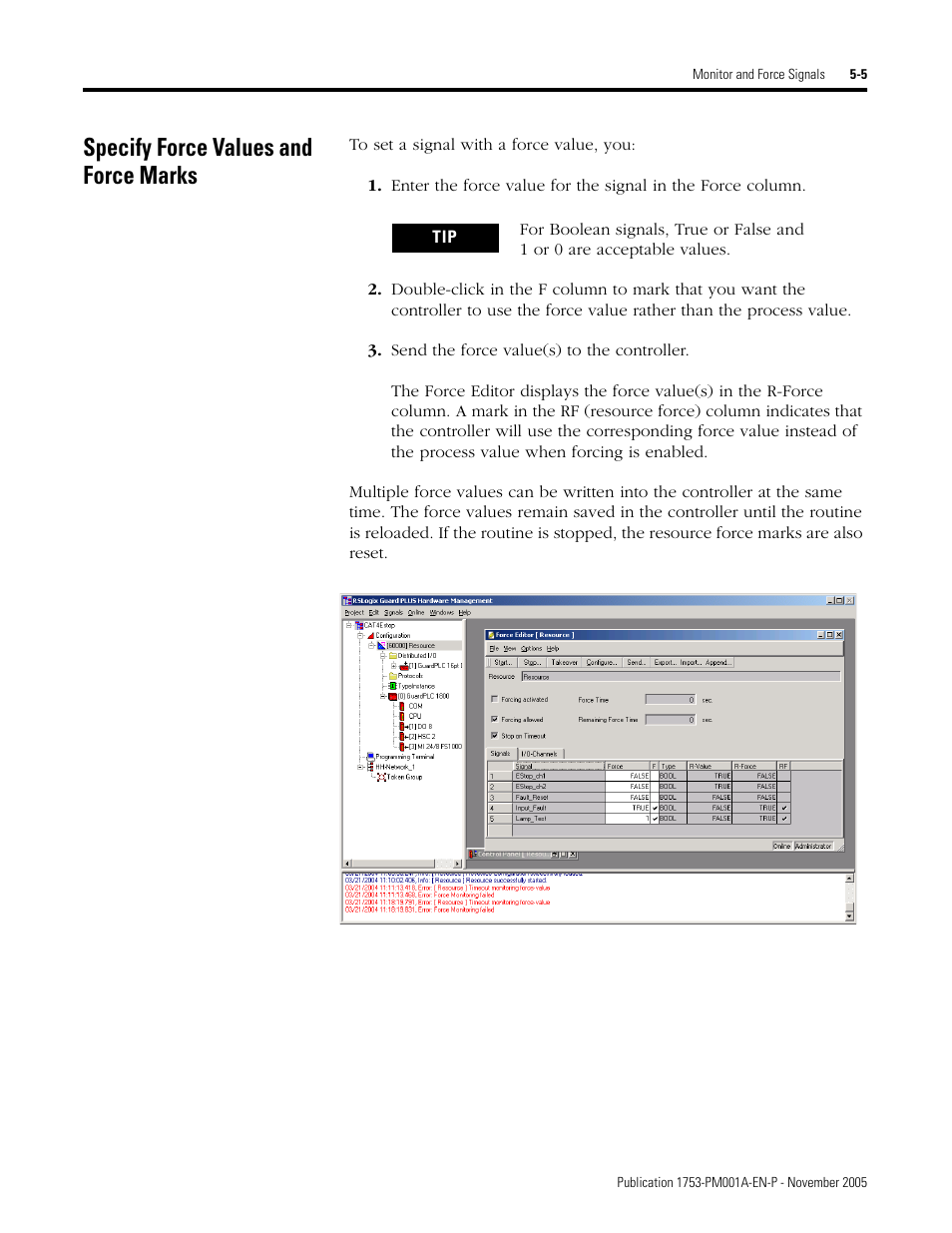 Specify force values and force marks, Specify force values and force marks -5 | Rockwell Automation 1753-PCS-PAR Using RSLogix Guard PLUS! with GuardPLC Controllers User Manual | Page 75 / 122