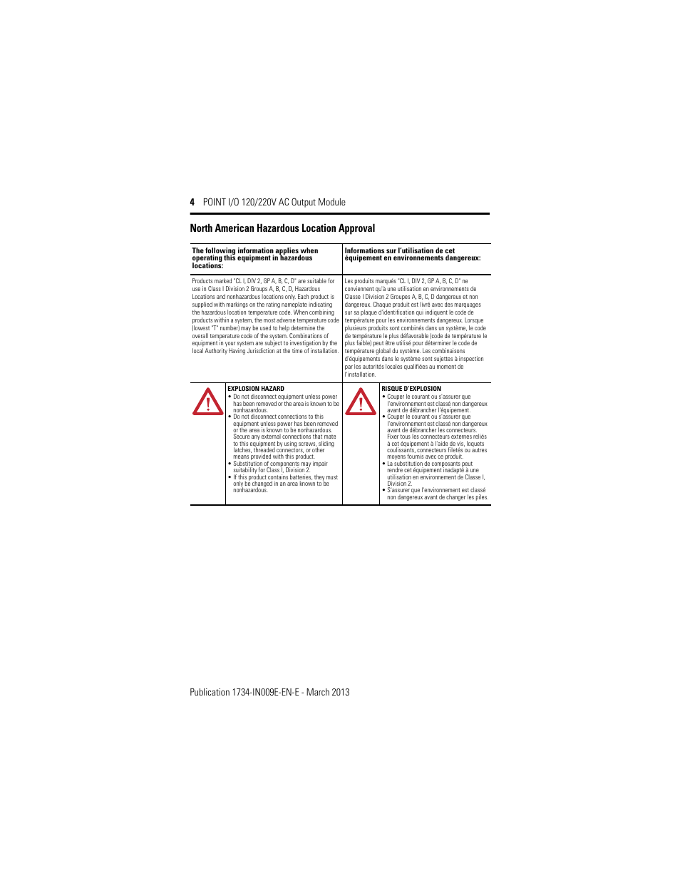 North american hazardous location approval | Rockwell Automation 1734-OA4, Series C POINT I/O 120/220V AC Output Module Installation Instructions User Manual | Page 4 / 24