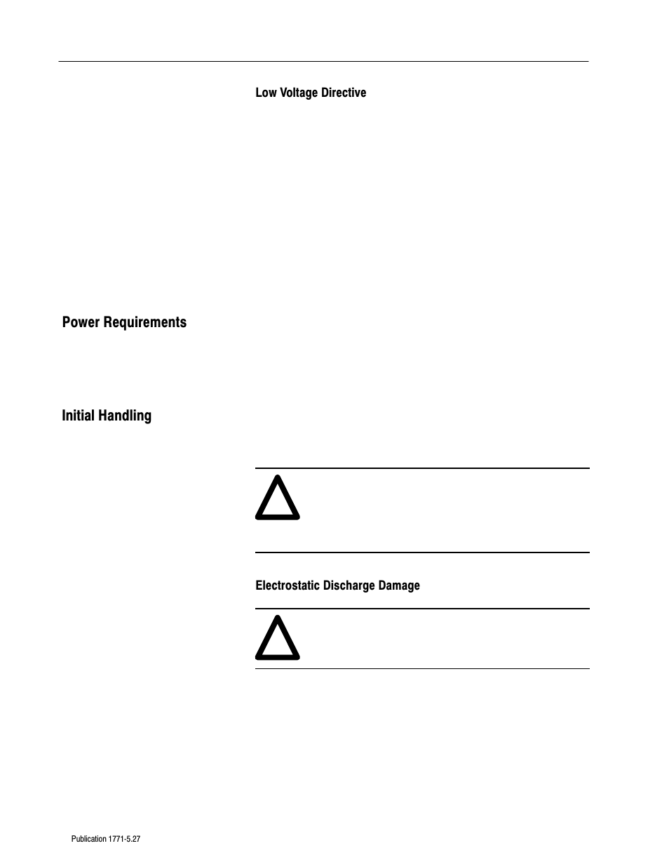 Power requirements, Initial handling | Rockwell Automation 1771-IMD AC/DC(220V) INPUT Installation Instructions User Manual | Page 2 / 8