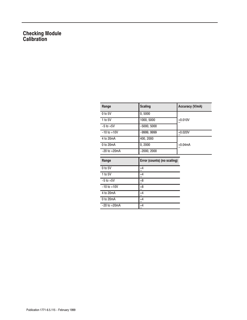 Checking module calibration | Rockwell Automation 1771-IFE ANALOG INPUT MODULE User Manual | Page 47 / 82