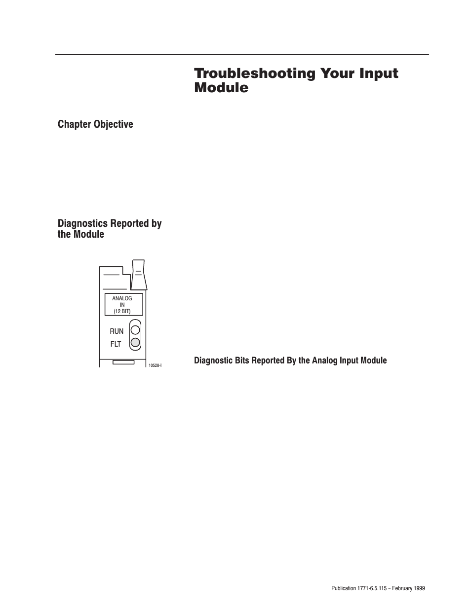 7 - troubleshooting your input module, Chapter objective, Diagnostics reported by the module | Troubleshooting your input module, Chapter | Rockwell Automation 1771-IFE ANALOG INPUT MODULE User Manual | Page 51 / 82