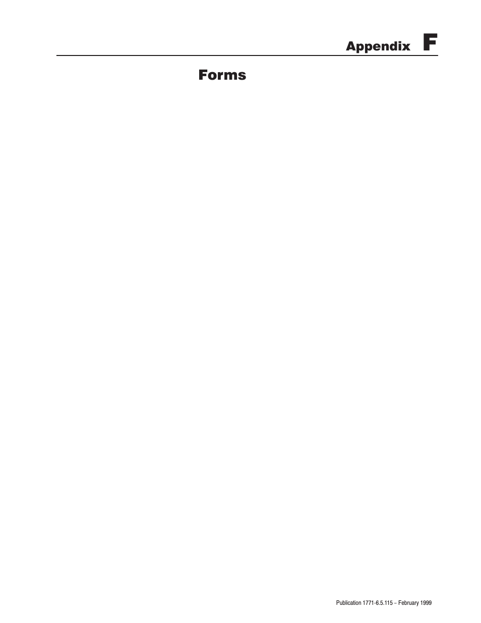 F - forms | Rockwell Automation 1771-IFE ANALOG INPUT MODULE User Manual | Page 74 / 82