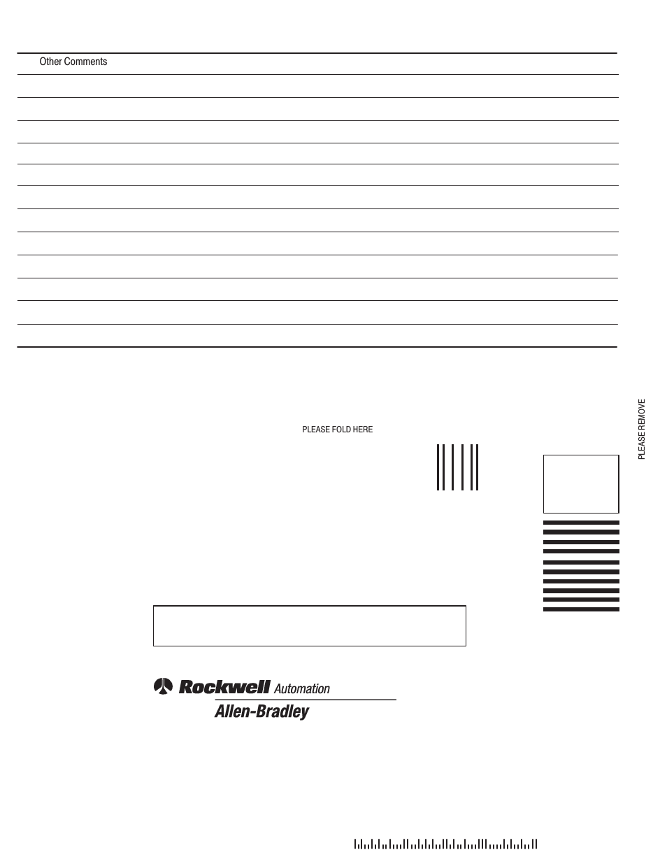 Business reply card, Business reply mail | Rockwell Automation 1771-IFE ANALOG INPUT MODULE User Manual | Page 80 / 82