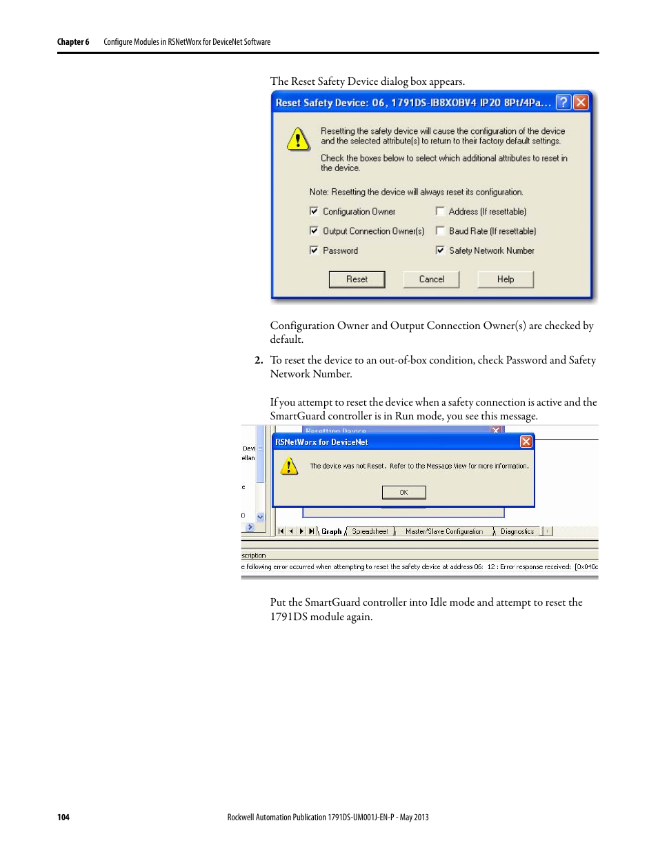 Rockwell Automation 1791DS-IBxxxx Guard I/O DeviceNet Safety Modules User Manual | Page 104 / 178