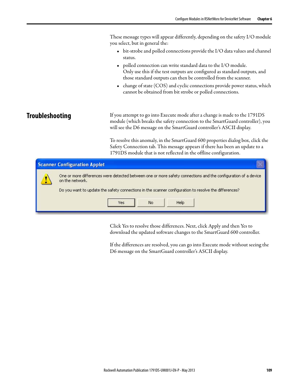 Troubleshooting | Rockwell Automation 1791DS-IBxxxx Guard I/O DeviceNet Safety Modules User Manual | Page 109 / 178