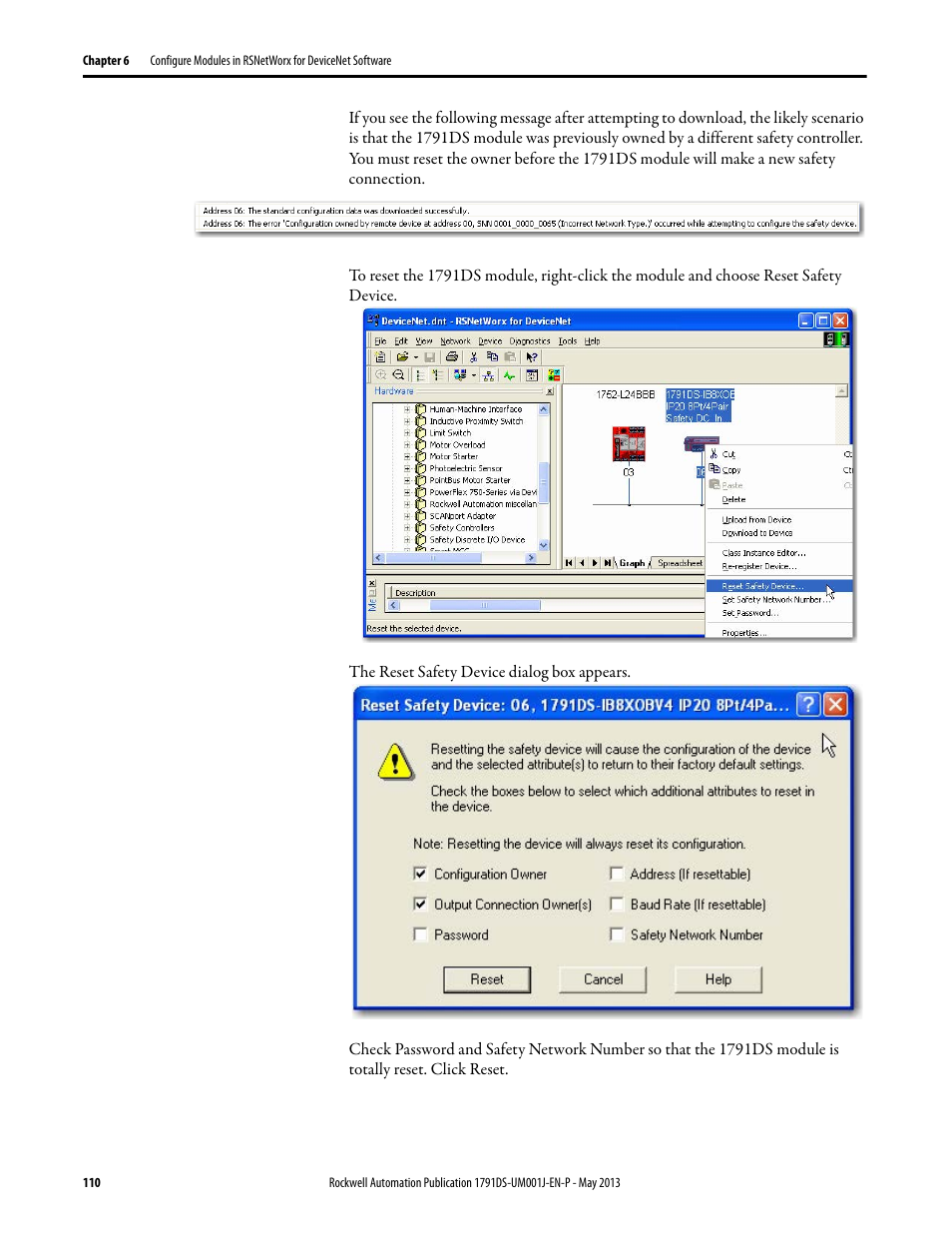 Rockwell Automation 1791DS-IBxxxx Guard I/O DeviceNet Safety Modules User Manual | Page 110 / 178