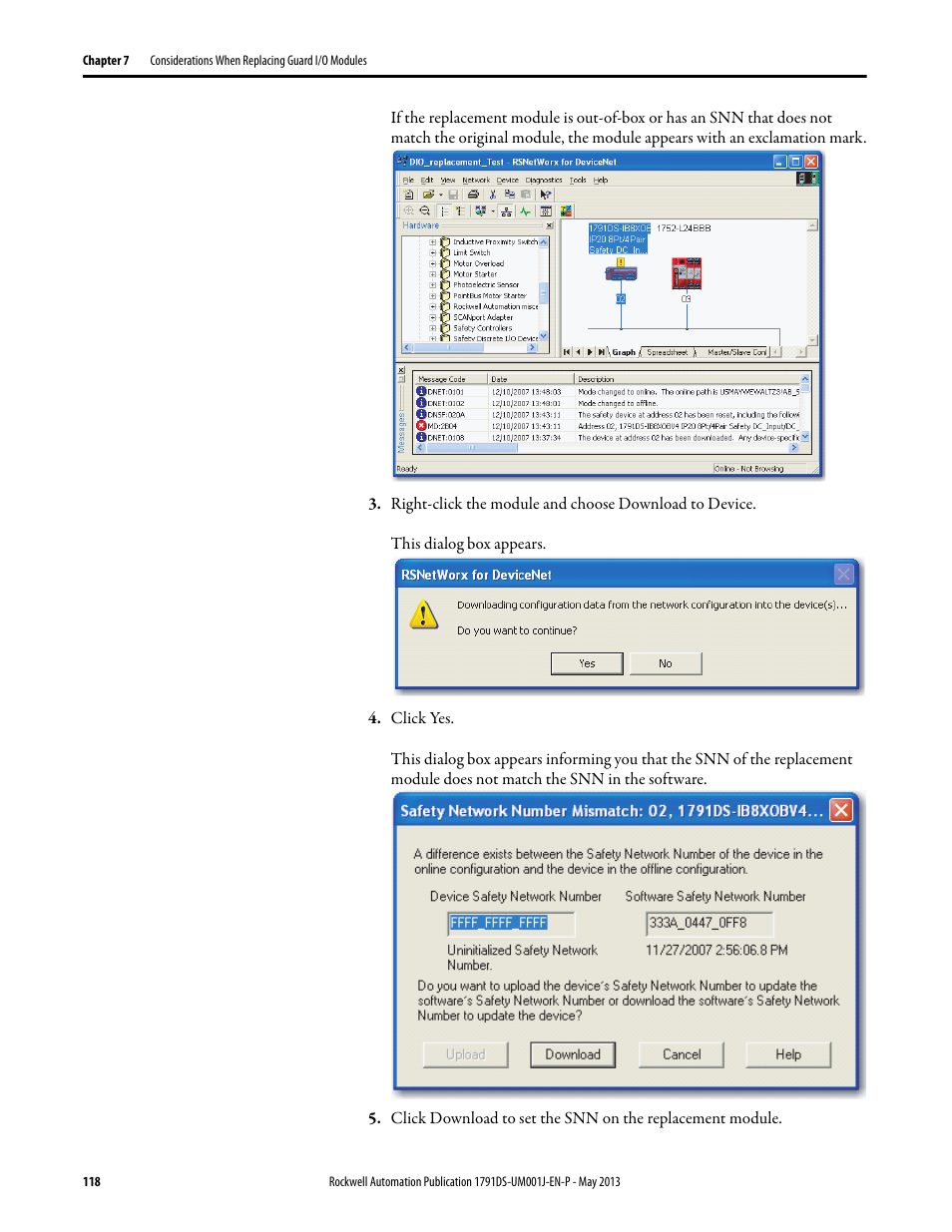 Rockwell Automation 1791DS-IBxxxx Guard I/O DeviceNet Safety Modules User Manual | Page 118 / 178