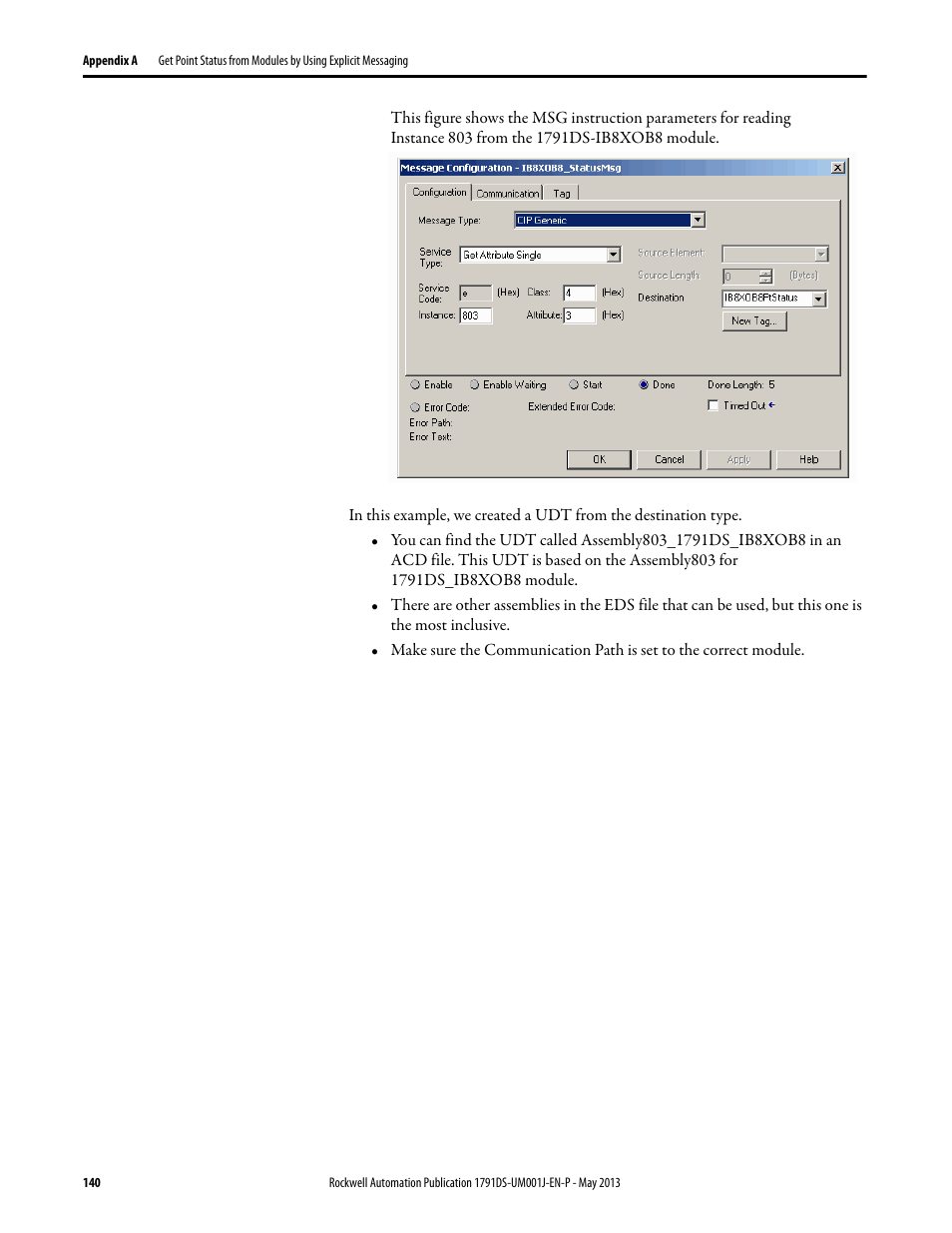 Rockwell Automation 1791DS-IBxxxx Guard I/O DeviceNet Safety Modules User Manual | Page 140 / 178