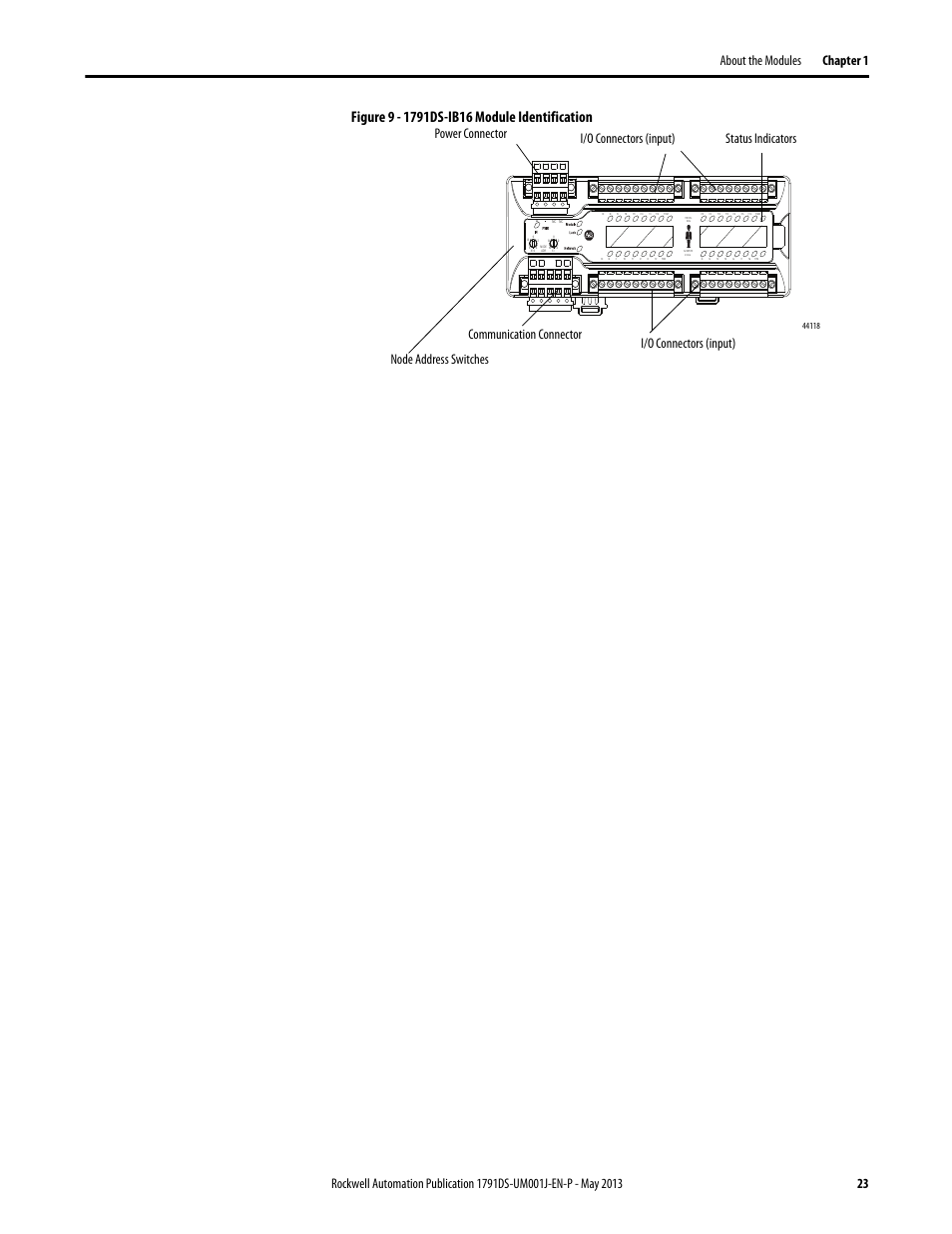 Node address switches i/o connectors (input) | Rockwell Automation 1791DS-IBxxxx Guard I/O DeviceNet Safety Modules User Manual | Page 23 / 178