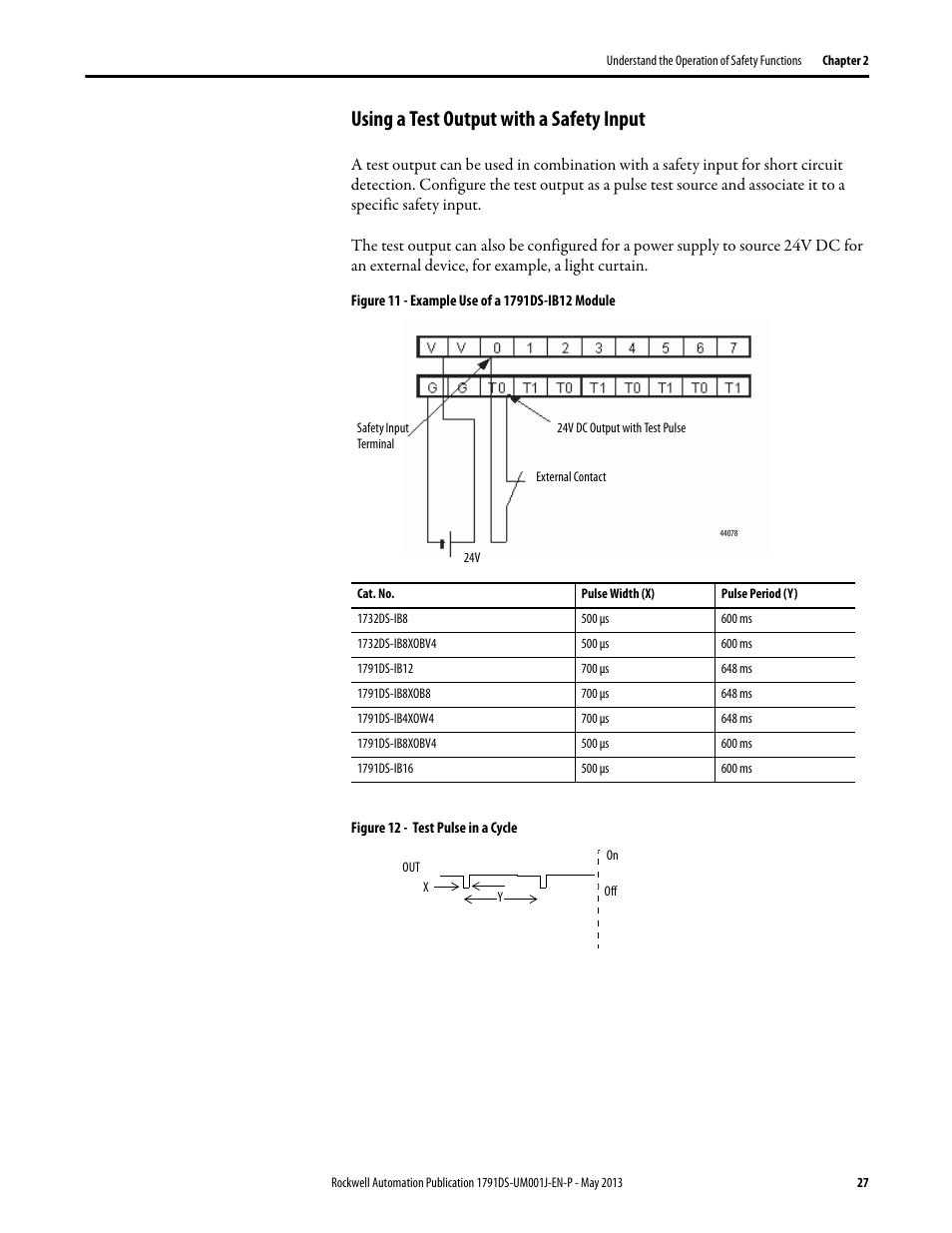 Using a test output with a safety input | Rockwell Automation 1791DS-IBxxxx Guard I/O DeviceNet Safety Modules User Manual | Page 27 / 178