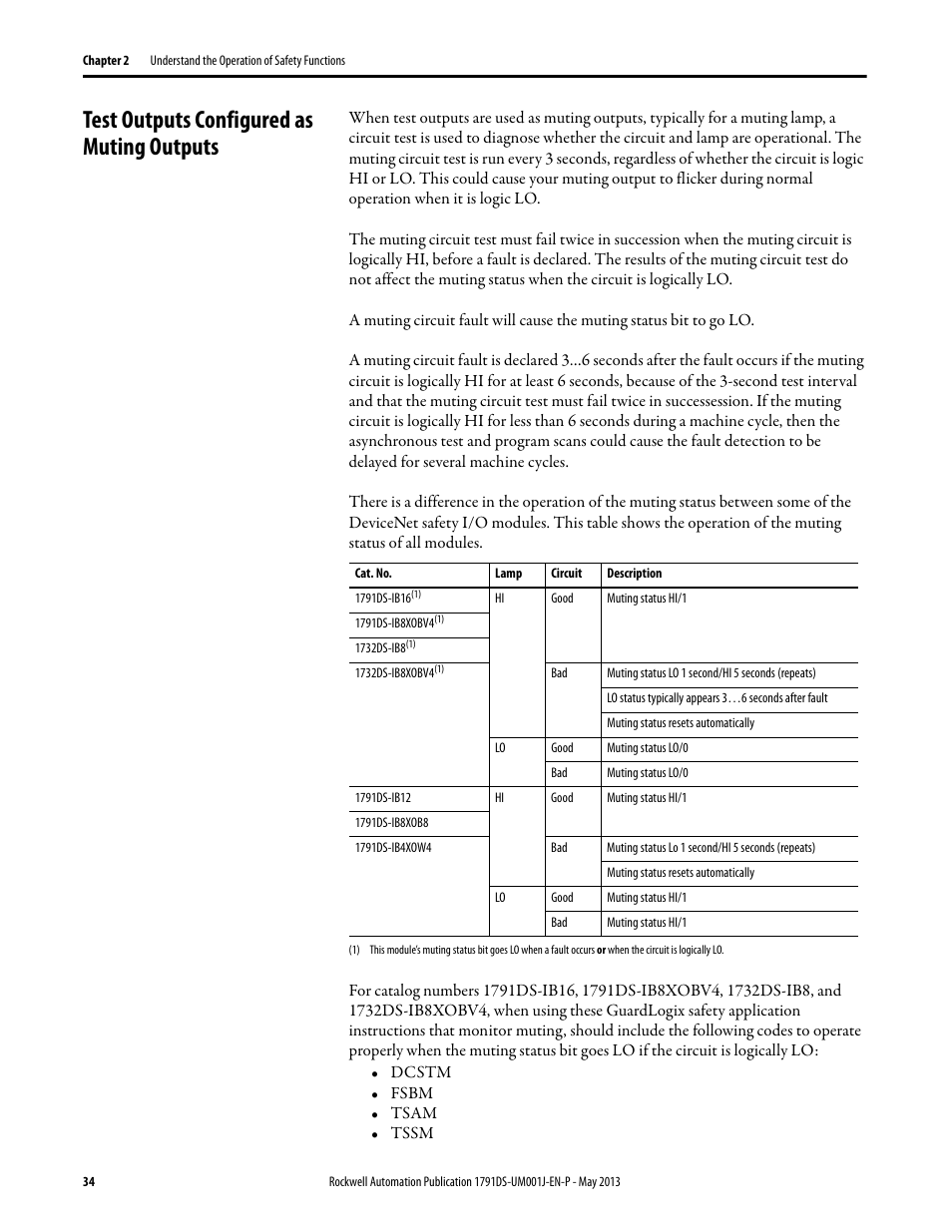 Test outputs configured as muting outputs | Rockwell Automation 1791DS-IBxxxx Guard I/O DeviceNet Safety Modules User Manual | Page 34 / 178