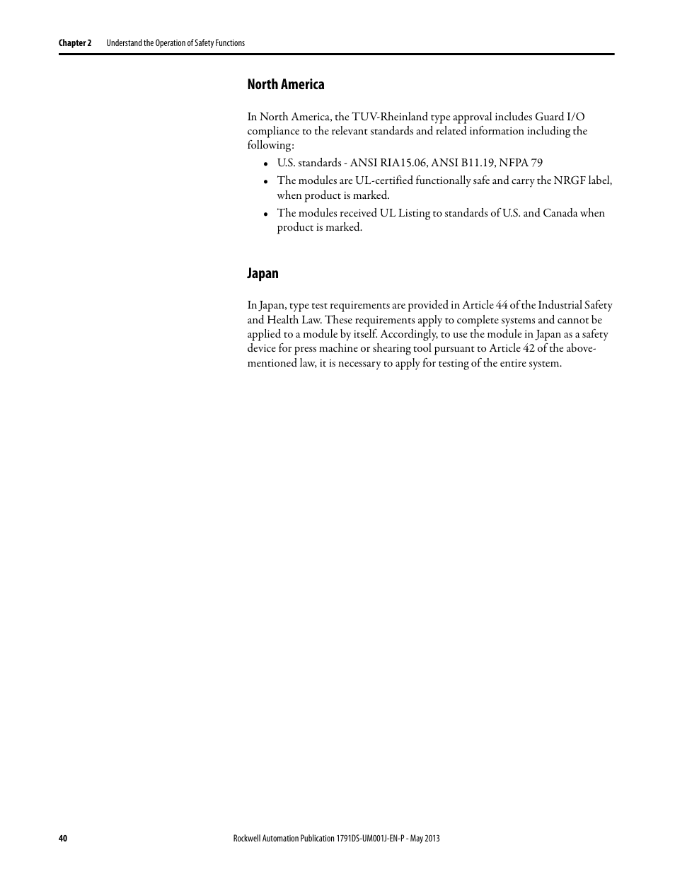 North america, Japan, North america japan | Rockwell Automation 1791DS-IBxxxx Guard I/O DeviceNet Safety Modules User Manual | Page 40 / 178