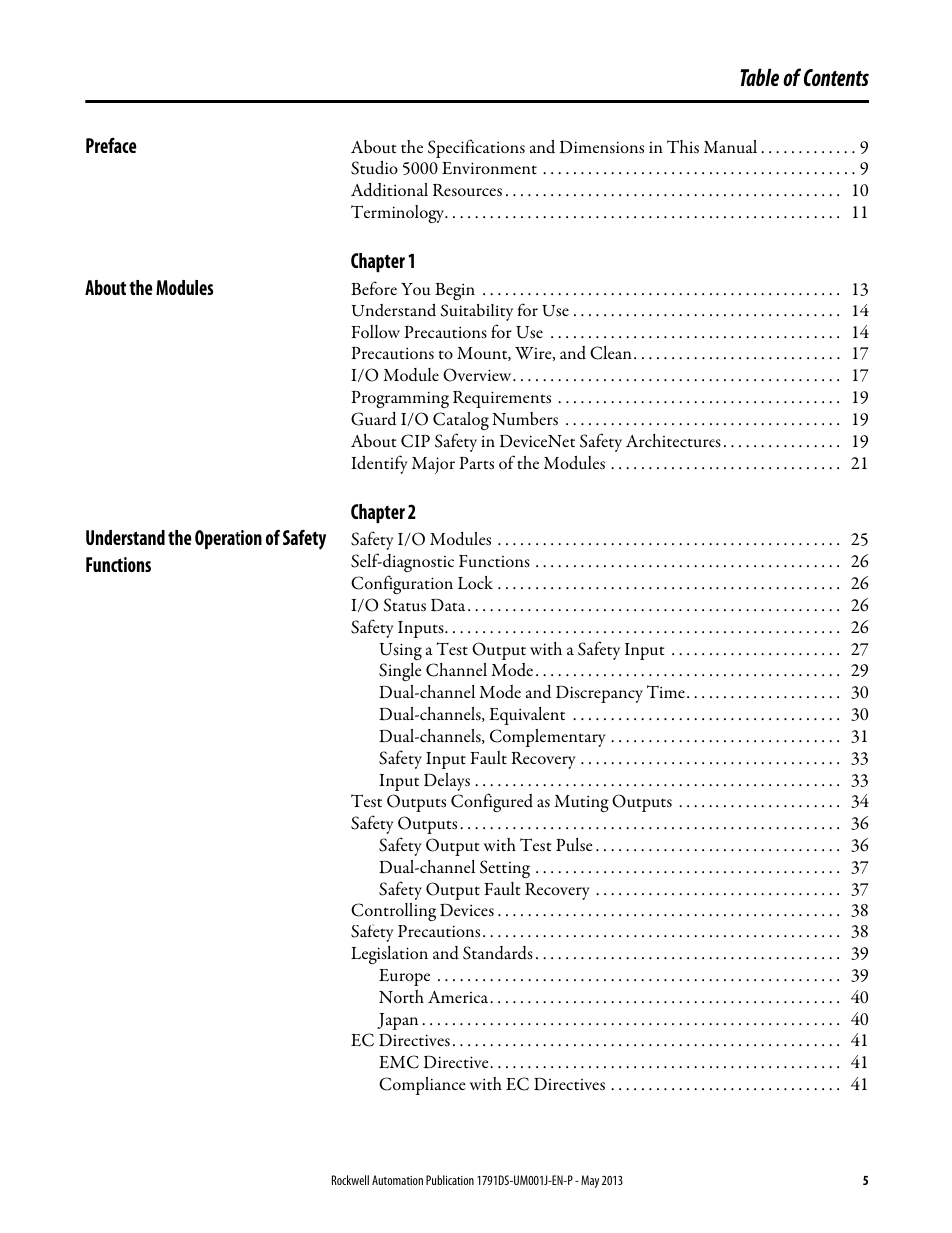 Rockwell Automation 1791DS-IBxxxx Guard I/O DeviceNet Safety Modules User Manual | Page 5 / 178