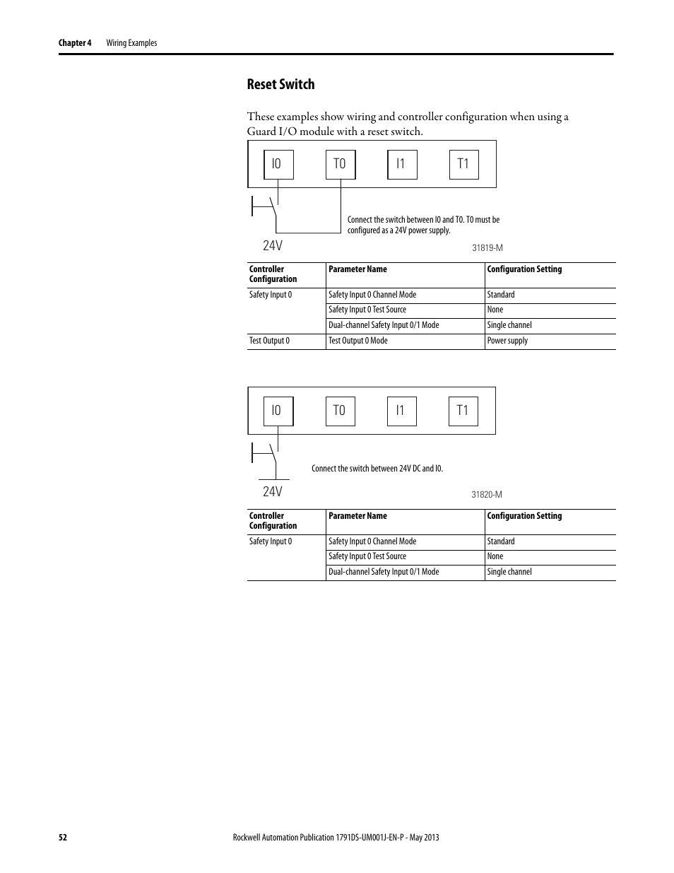 Reset switch | Rockwell Automation 1791DS-IBxxxx Guard I/O DeviceNet Safety Modules User Manual | Page 52 / 178