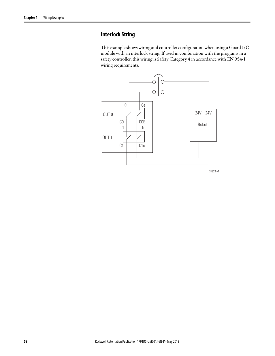 Interlock string | Rockwell Automation 1791DS-IBxxxx Guard I/O DeviceNet Safety Modules User Manual | Page 58 / 178