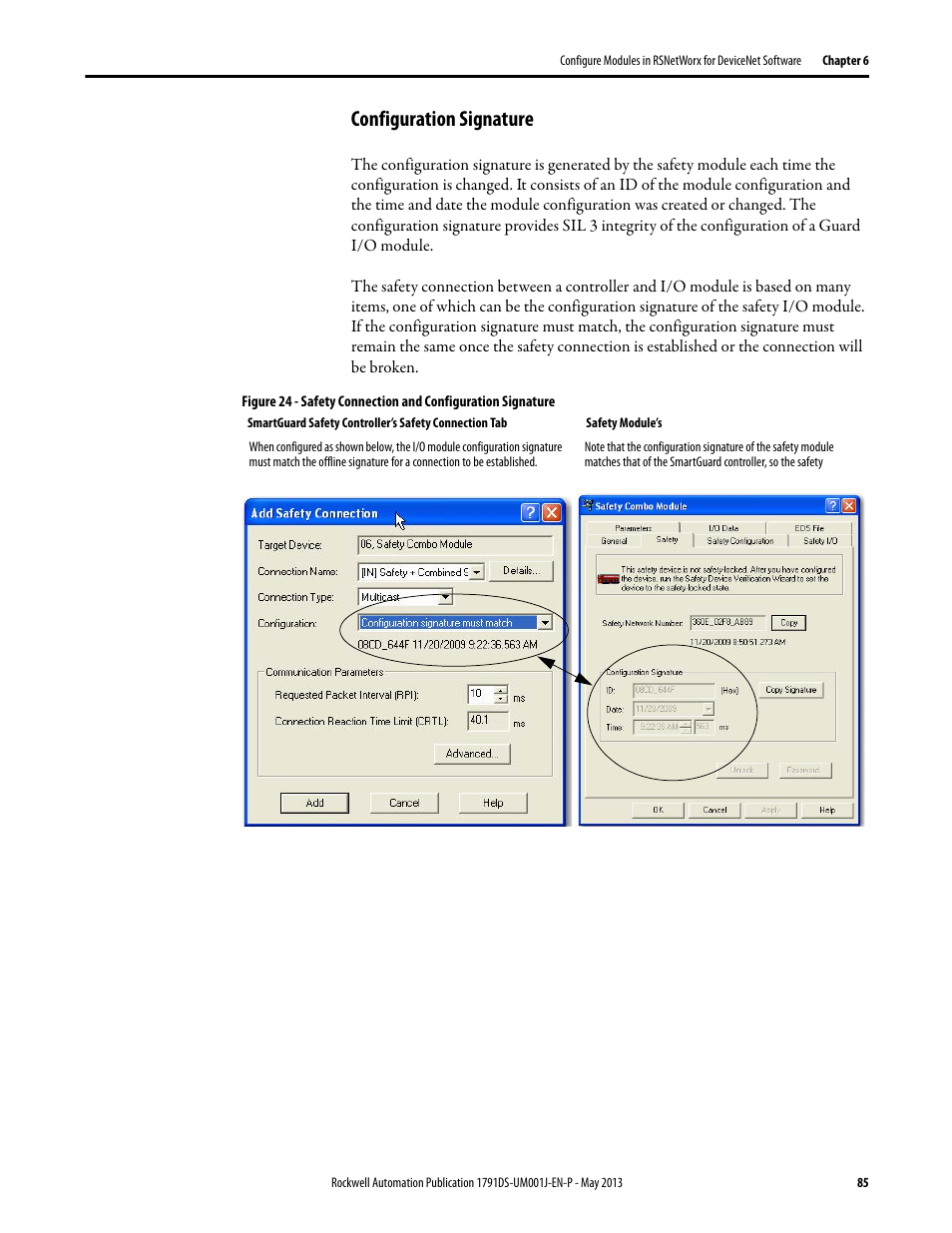 Configuration signature | Rockwell Automation 1791DS-IBxxxx Guard I/O DeviceNet Safety Modules User Manual | Page 85 / 178