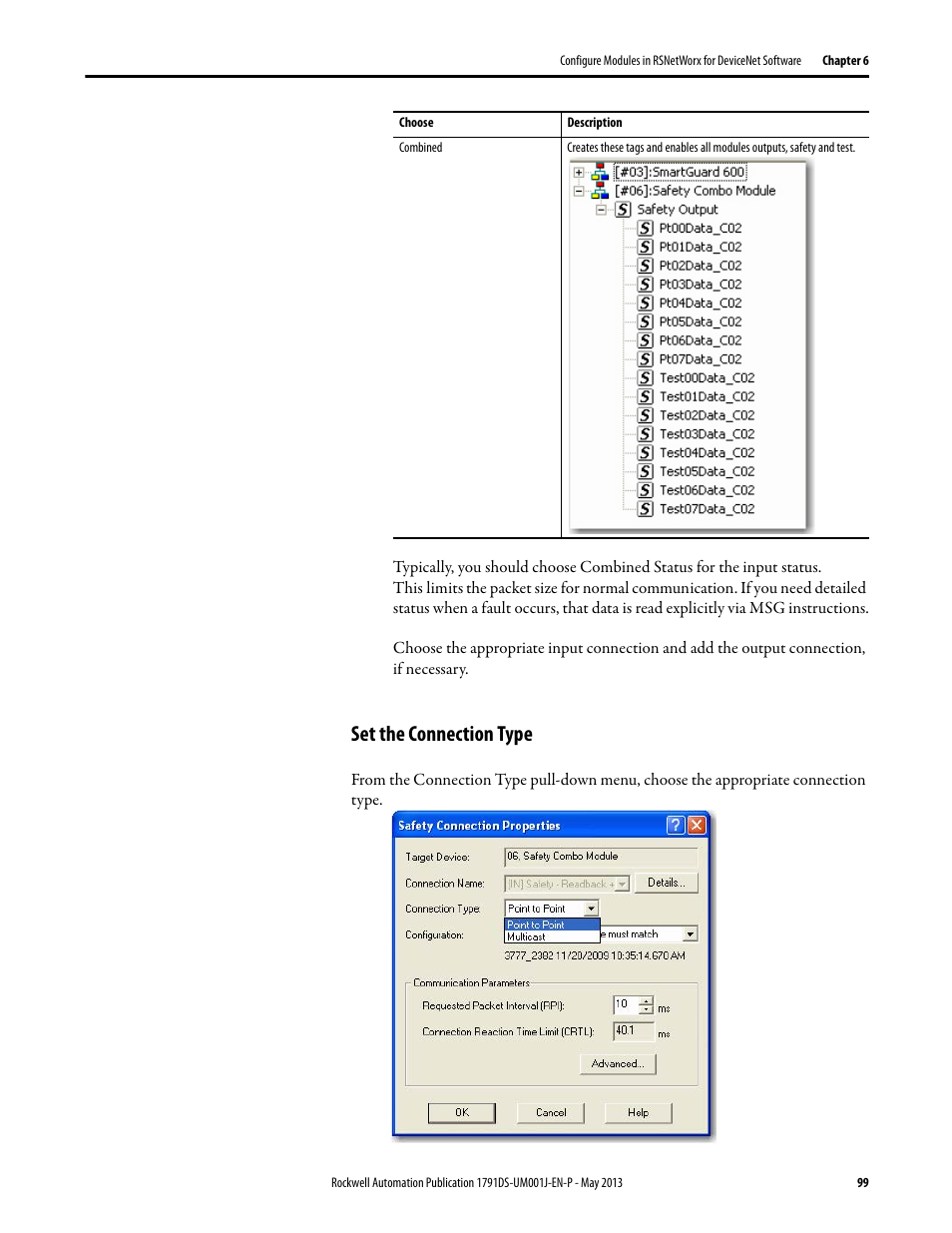 Set the connection type | Rockwell Automation 1791DS-IBxxxx Guard I/O DeviceNet Safety Modules User Manual | Page 99 / 178