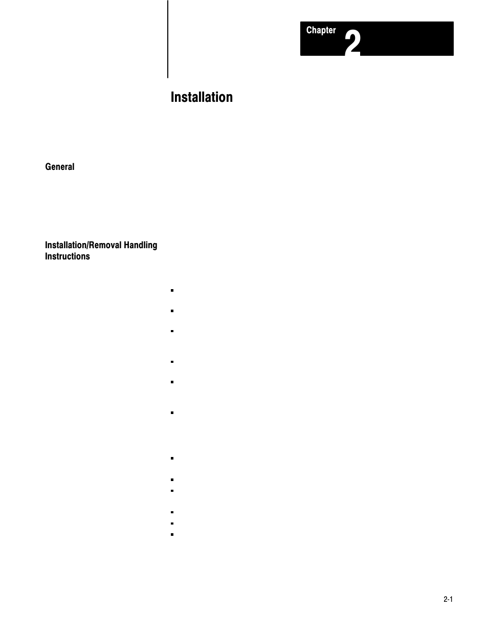2 - installation, General, Installation/removal handling instructions | Installation | Rockwell Automation 1772-AF4,D17726.5.3 User Manual, AUX FUNCT PROM User Manual | Page 5 / 66