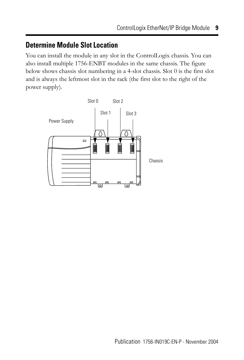 Determine module slot location | Rockwell Automation 1756-ENBT ControlLogix EtherNet/IP Bridge Module Installation Instructions User Manual | Page 9 / 20