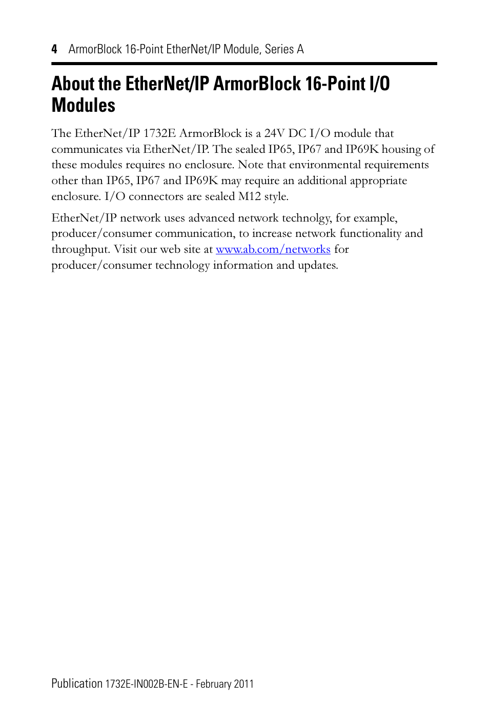 Rockwell Automation 1732E-XXXX Ethernet/IP 24Vdc 16 Input Modules User Manual | Page 4 / 24