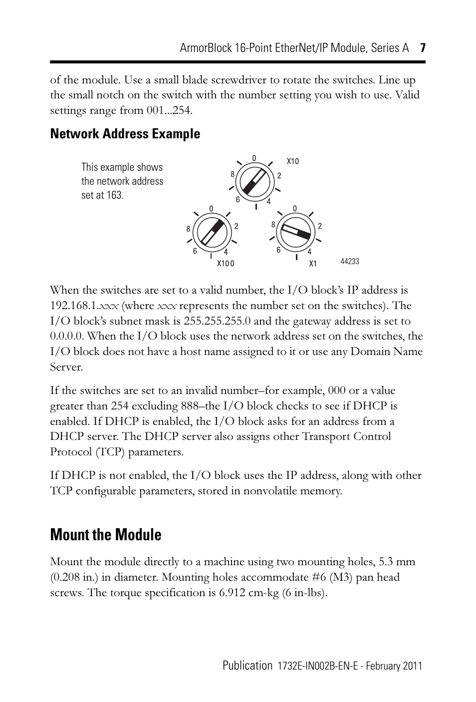 Mount the module | Rockwell Automation 1732E-XXXX Ethernet/IP 24Vdc 16 Input Modules User Manual | Page 7 / 24