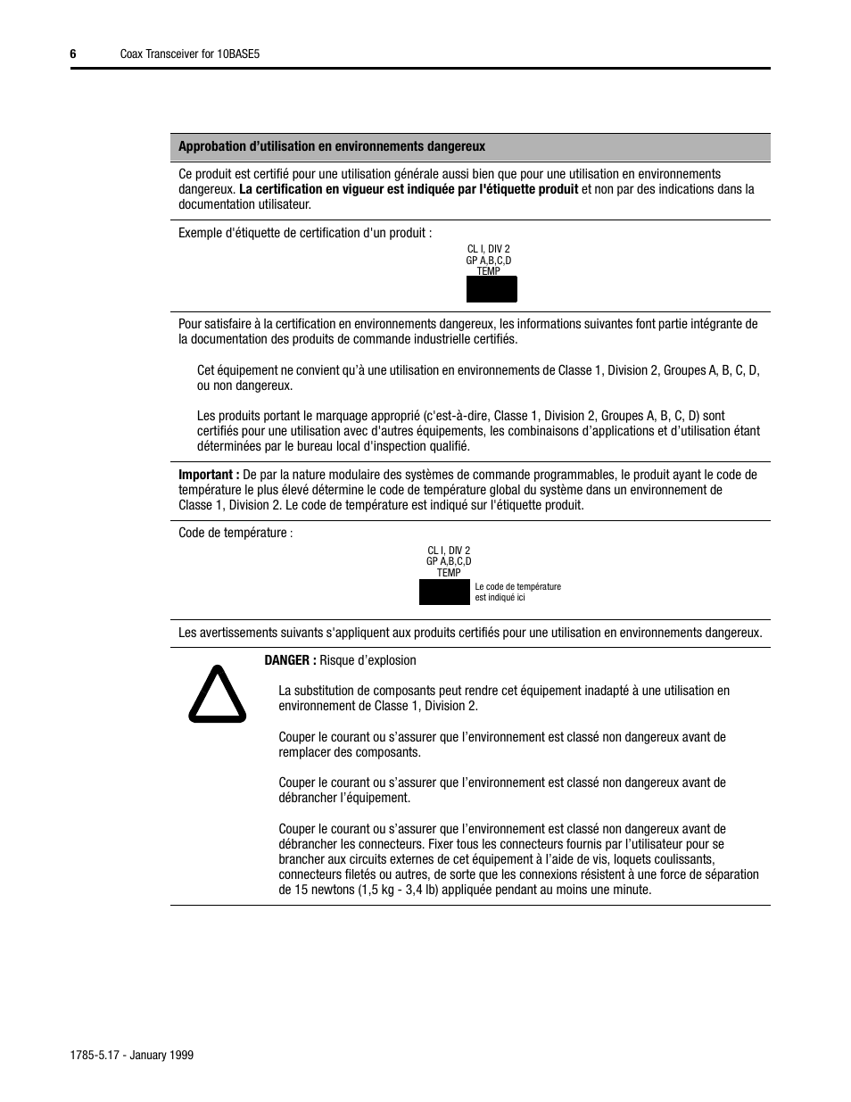 Rockwell Automation 1785-TR10B5 Coax Transceiver for 10BASE5 Installation Instructions User Manual | Page 6 / 8